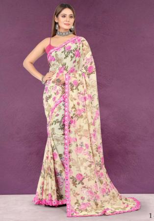 Picture of Splendid Chiffon & Georgette Tan Saree