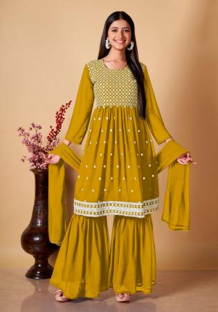 Picture of Georgette Dark Golden Rod Readymade Salwar Kameez