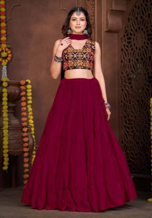 Picture of Ideal Rayon Maroon Lehenga Choli