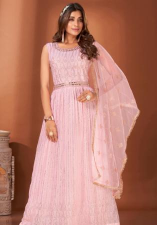 Picture of Excellent Georgette Pink Readymade Gown