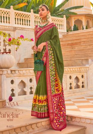 Picture of Pretty Silk Dark Olive Green Saree