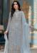 Picture of Silk & Organza Light Grey Straight Cut Salwar Kameez