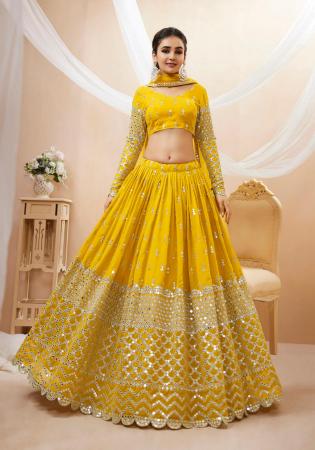 Picture of Delightful Georgette Yellow Lehenga Choli