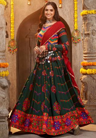 Picture of Nice Rayon Dark Olive Green Lehenga Choli