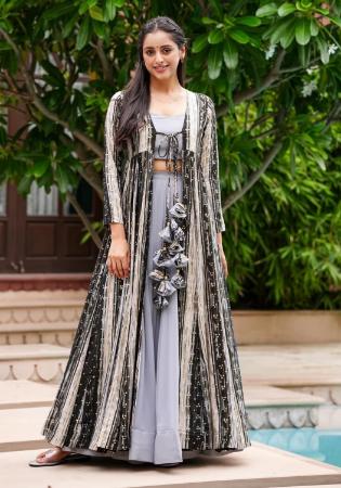 Picture of Georgette Light Slate Grey Readymade Salwar Kameez