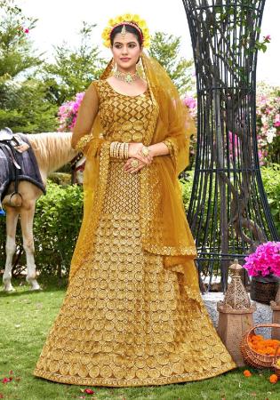 Picture of Superb Net Chocolate Lehenga Choli