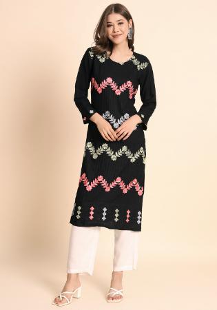 Picture of Stunning Rayon Black Kurtis & Tunic