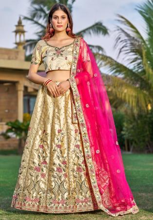 Picture of Splendid Satin Pale Golden Rod Lehenga Choli