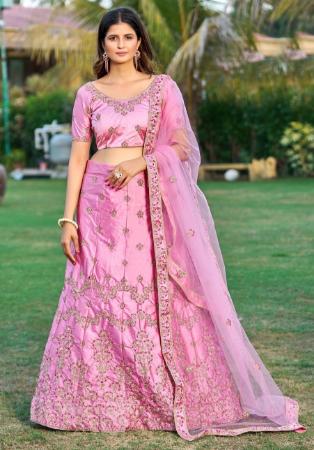 Picture of Radiant Satin Light Pink Lehenga Choli