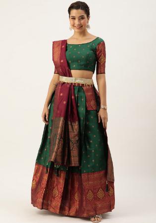 Picture of Splendid Silk Dark Olive Green Lehenga Choli