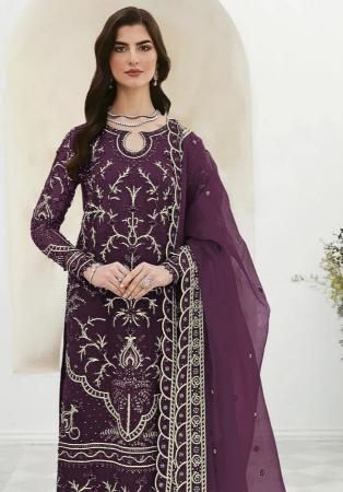 Picture of Georgette Dark Olive Green Straight Cut Salwar Kameez