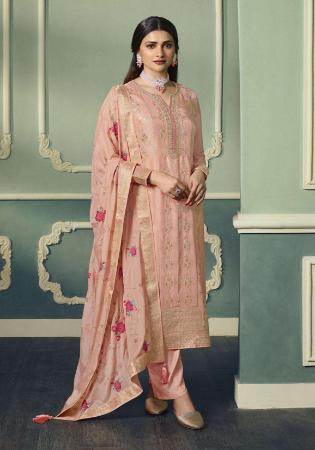 Picture of Shapely Chiffon Tan Straight Cut Salwar Kameez