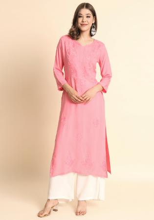 Picture of Graceful Rayon Light Pink Kurtis & Tunic