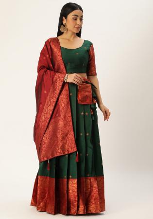 Picture of Good Looking Silk Dark Olive Green Lehenga Choli