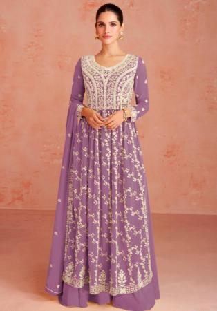 Picture of Graceful Georgette Violet Anarkali Salwar Kameez