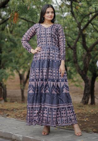 Picture of Sightly Chiffon Dark Grey Kurtis & Tunic