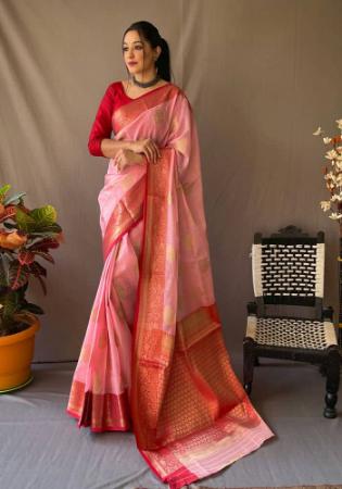 Picture of Well Formed Linen Dark Salmon Saree