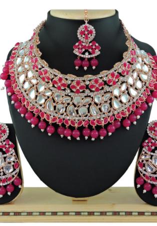 Picture of Fascinating Deep Pink Necklace Set