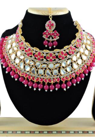 Picture of Well Formed Deep Pink Necklace Set