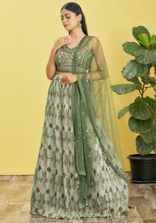 Picture of Gorgeous Organza Dark Sea Green Lehenga Choli