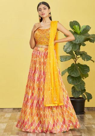 Picture of Alluring Organza Sandy Brown Lehenga Choli