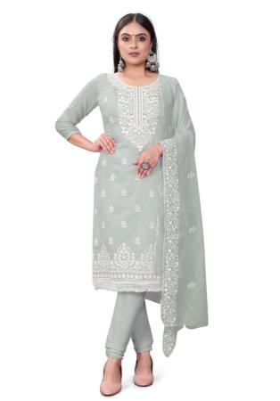 Picture of Charming Cotton Light Grey Straight Cut Salwar Kameez