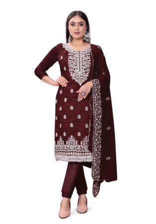 Picture of Cotton Dark Olive Green Straight Cut Salwar Kameez