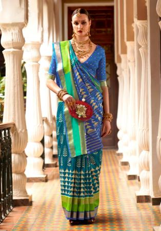 Picture of Statuesque Silk Dark Slate Blue Saree