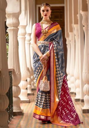 Picture of Splendid Silk Dark Slate Grey Saree