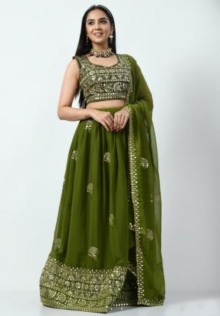 Picture of Sublime Georgette & Silk Olive Drab Lehenga Choli