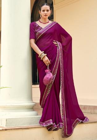 Picture of Stunning Chiffon Purple Saree