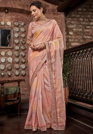 Picture of Charming Organza Rosy Brown Saree