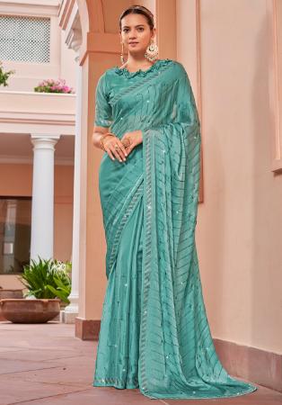 Picture of Sublime Chiffon & Satin Light Slate Grey Saree