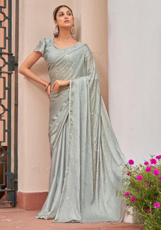 Picture of Superb Chiffon & Satin Dim Gray Saree