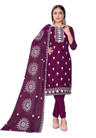 Picture of Delightful Organza Purple Straight Cut Salwar Kameez