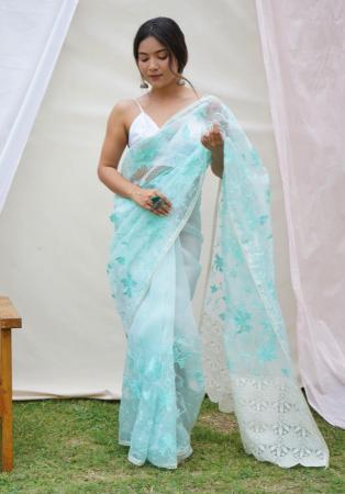 Picture of Comely Organza Light Steel Blue Saree