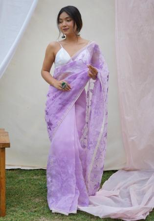 Picture of Well Formed Organza Violet Saree