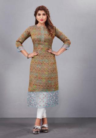 Picture of Delightful Silk & Organza Indian Red Kurtis And Tunic