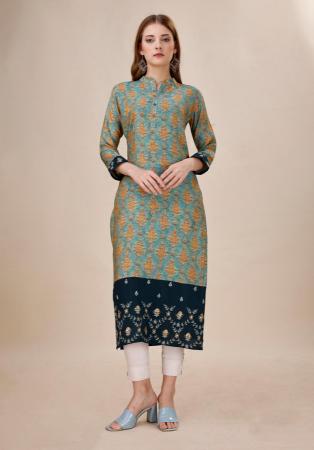 Picture of Lovely Silk & Organza Slate Grey Kurtis And Tunic