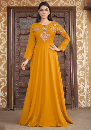 Picture of Enticing Satin Dark Golden Rod Readymade Gown