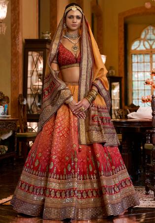 Picture of Stunning Silk Fire Brick Lehenga Choli