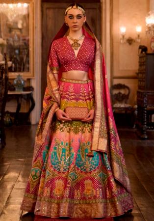 Picture of Enticing Silk Olive Lehenga Choli