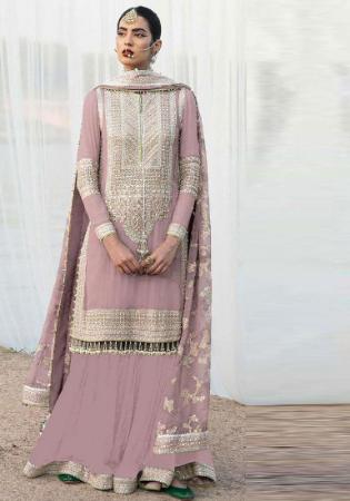 Picture of Georgette Rosy Brown Straight Cut Salwar Kameez