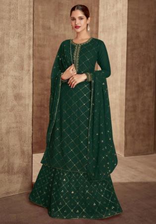 Picture of Georgette Sea Green Straight Cut Salwar Kameez