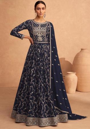 Picture of Magnificent Georgette Indigo Anarkali Salwar Kameez