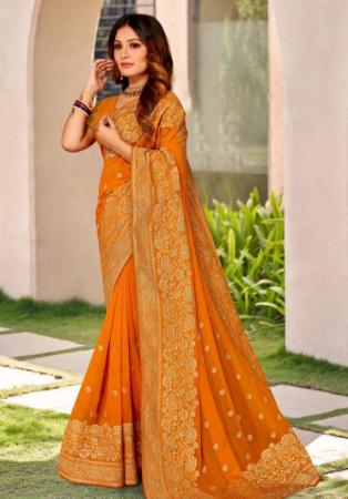 Picture of Fascinating Georgette Dark Orange Saree