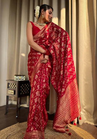 Picture of Superb Silk Dark Red Saree