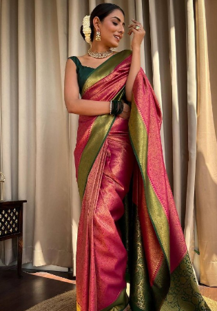 Picture of Beautiful Silk Deep Pink Saree