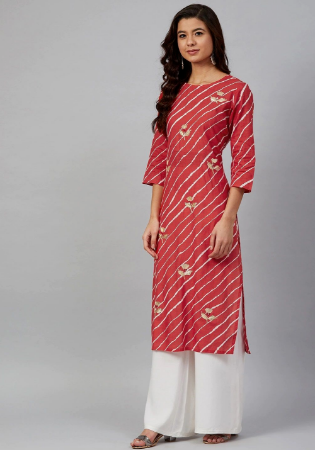 Picture of Alluring Rayon Indian Red Kurtis & Tunic