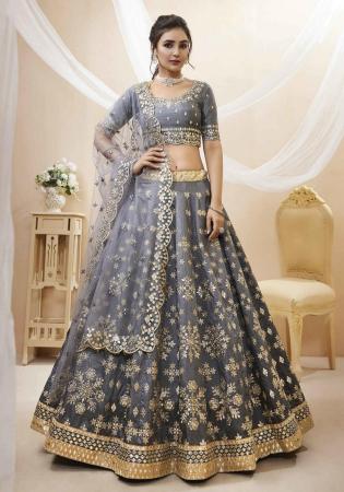 Picture of Comely Silk Light Slate Grey Lehenga Choli